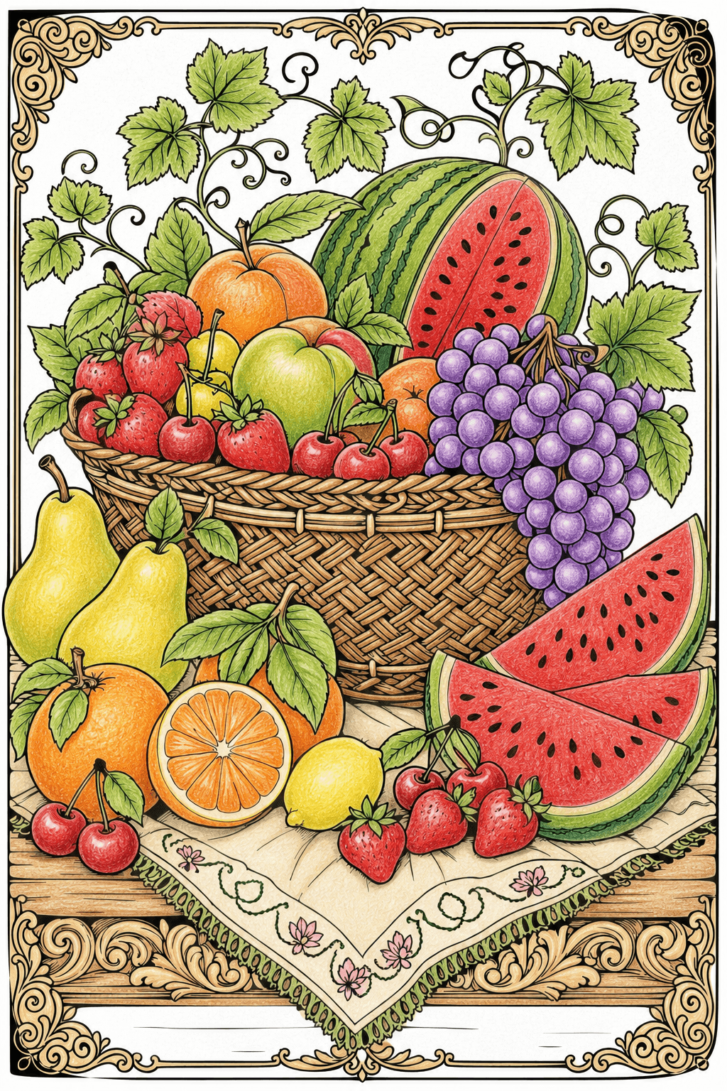 Adult Summer Fruit Still Life colored-pencil colorized preview