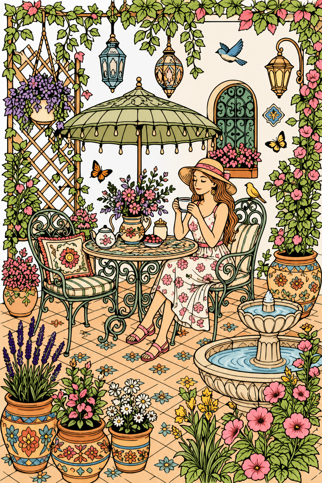 Adult Summer Garden Patio clean-digital colorized preview