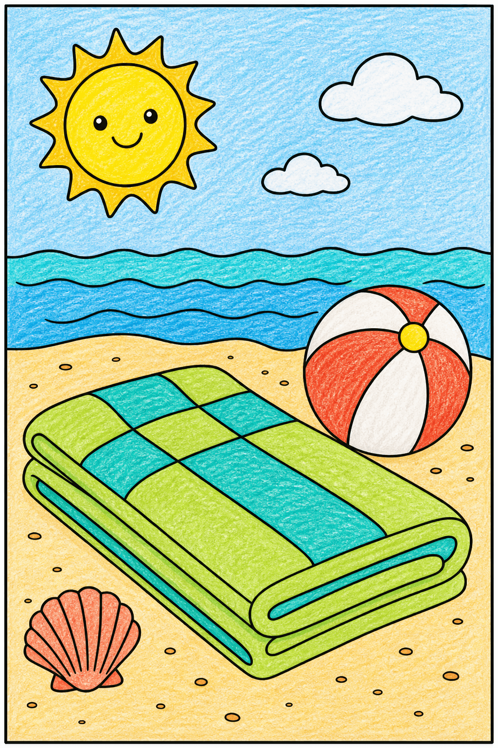 Easy Summer Beach Towel crayon colorized preview