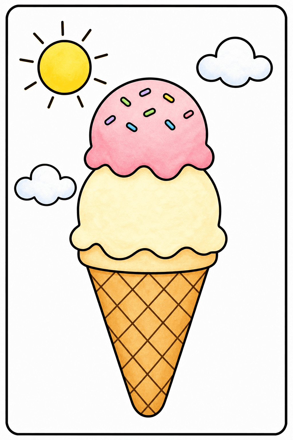 Easy Summer Ice Cream Cone storybook colorized preview
