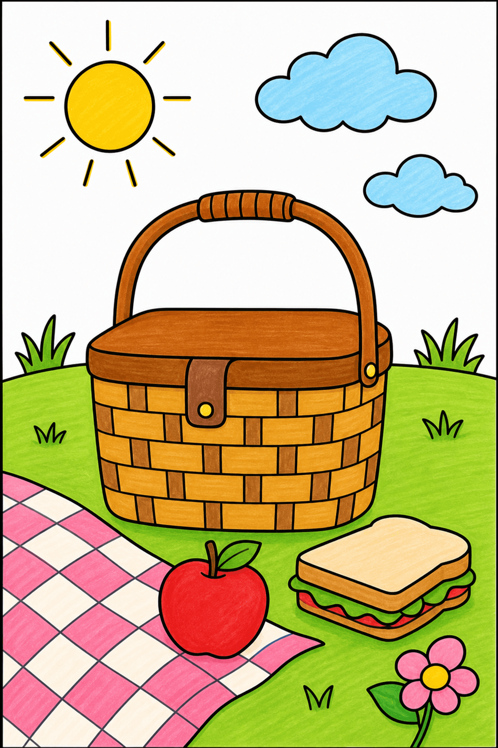 Easy Summer Picnic Basket marker colorized preview