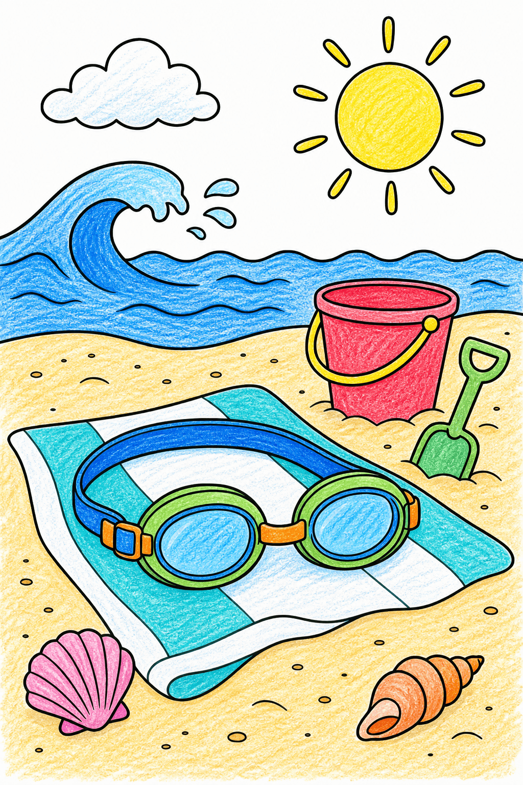 Easy Summer Swim Goggles crayon colorized preview