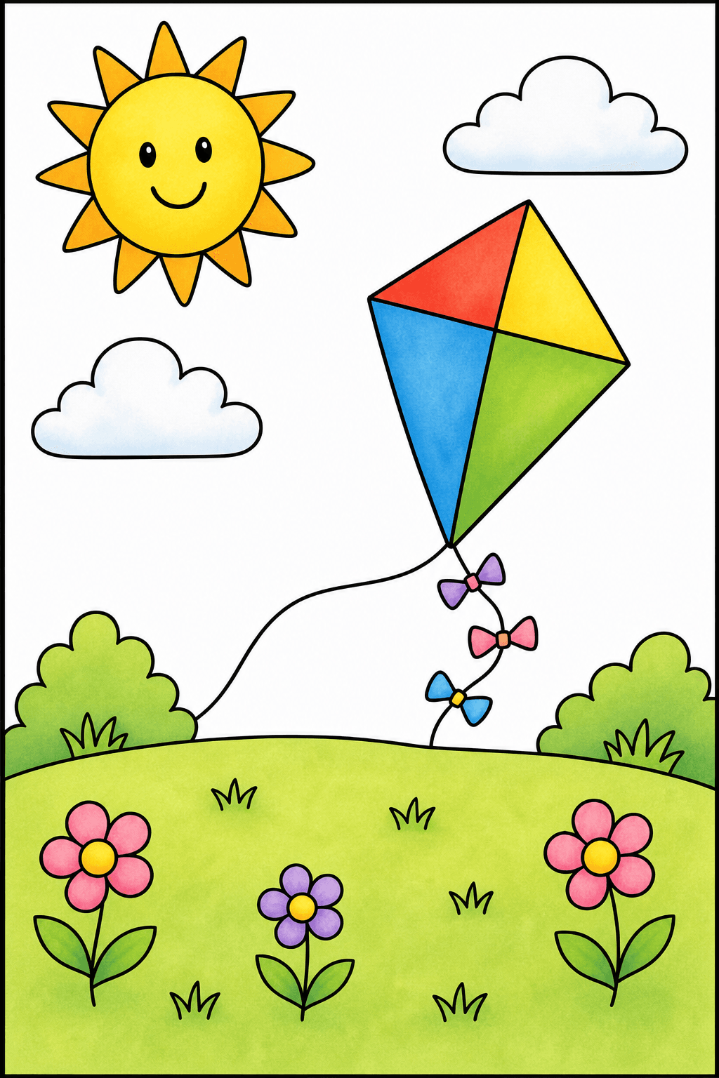 Preschool Summer Kite storybook colorized preview