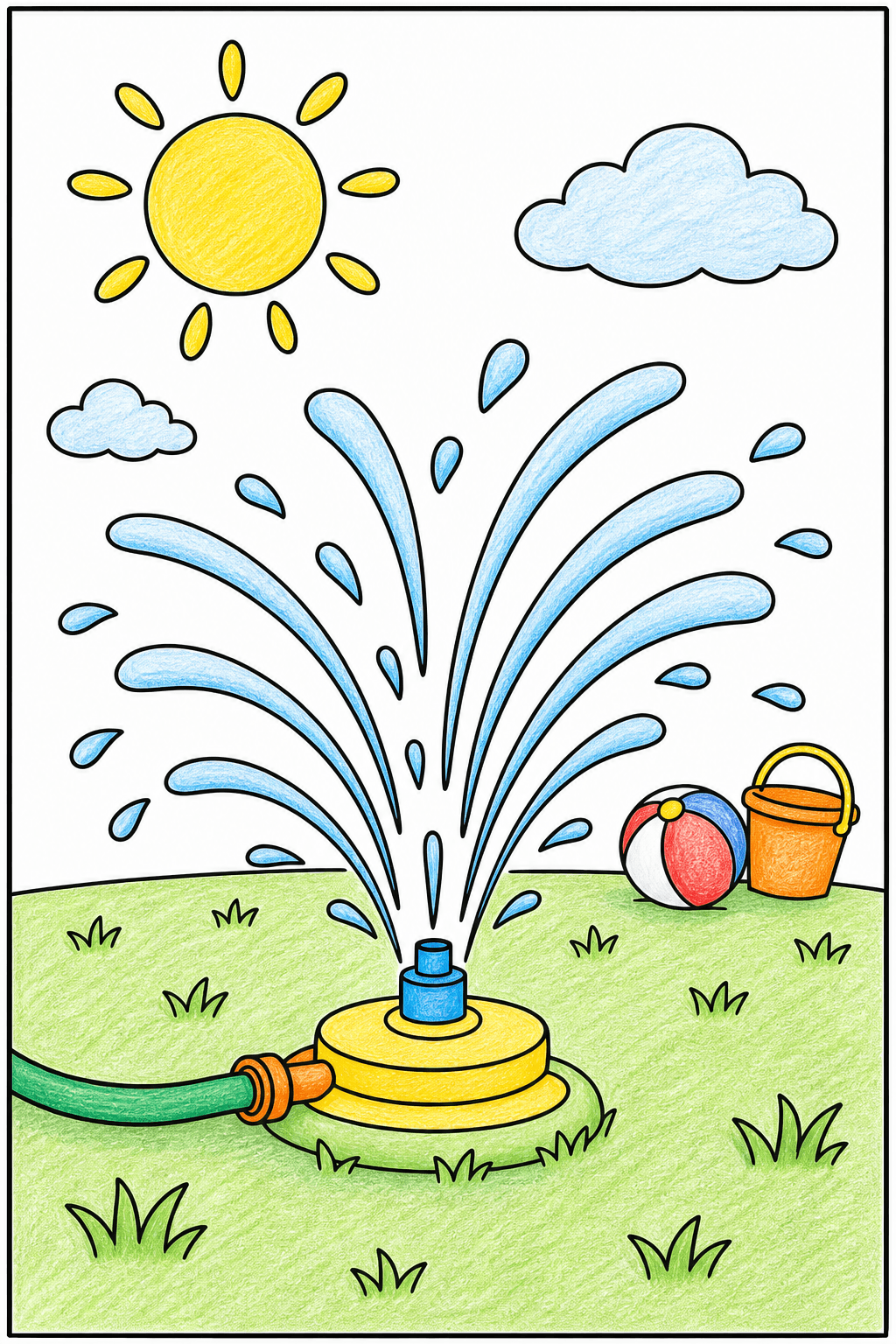 Preschool Summer Sprinkler colored-pencil colorized preview