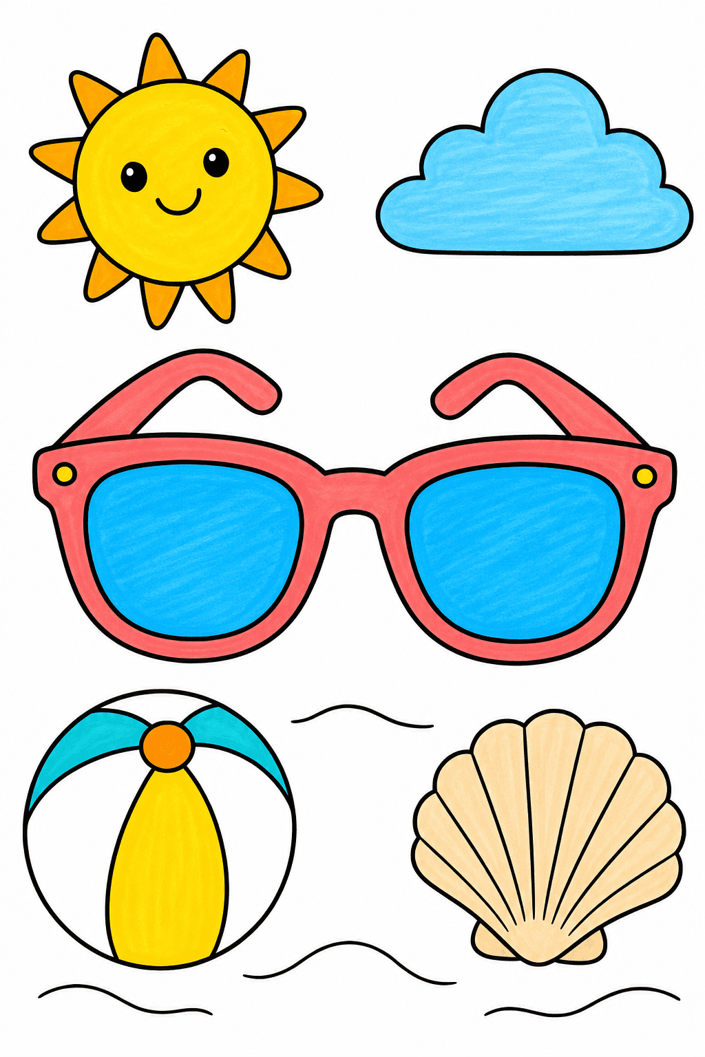 Preschool Summer Sunglasses marker colorized preview