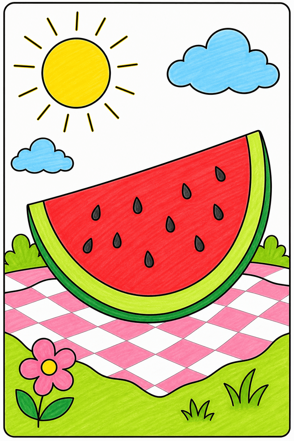 Preschool Summer Watermelon Slice marker colorized preview