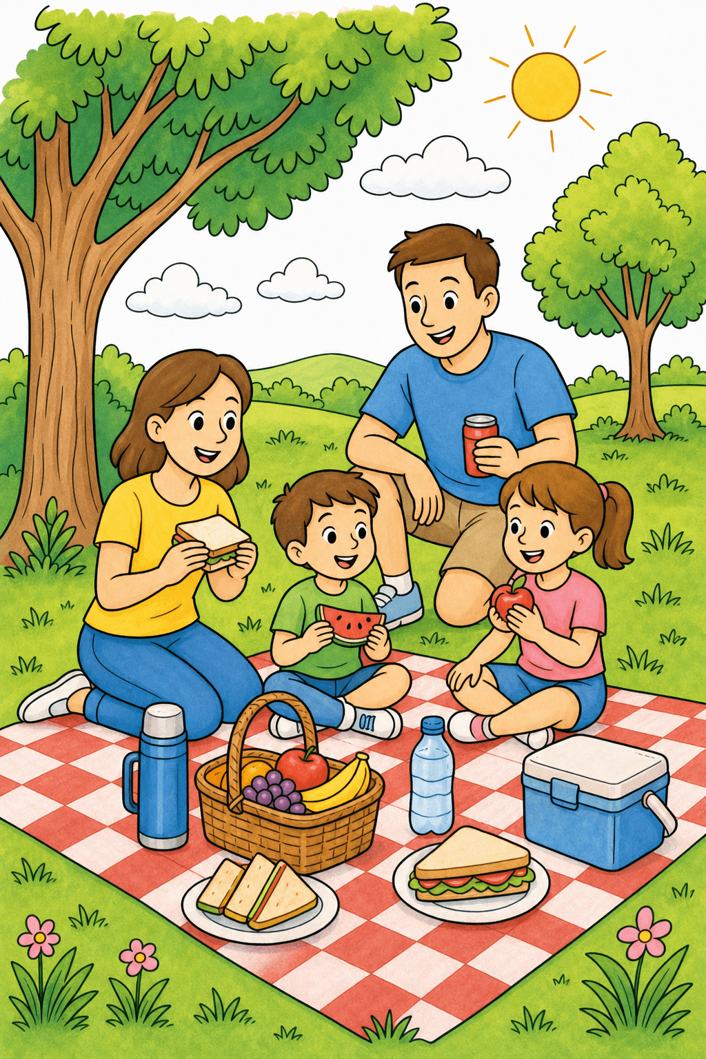 Summer Vacation Picnic Stop storybook colorized preview