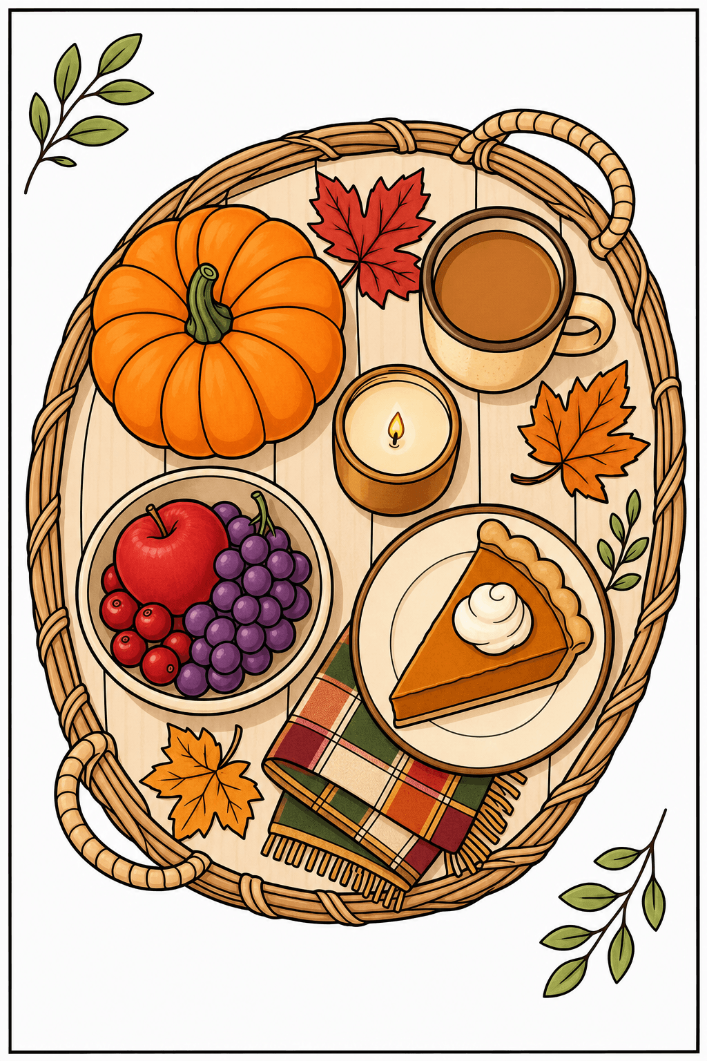 Thanksgiving Treats in a Woven Tray clean-digital colorized preview