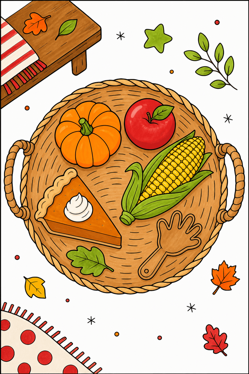 Harvest Foods in a Round Woven Basket marker colorized preview