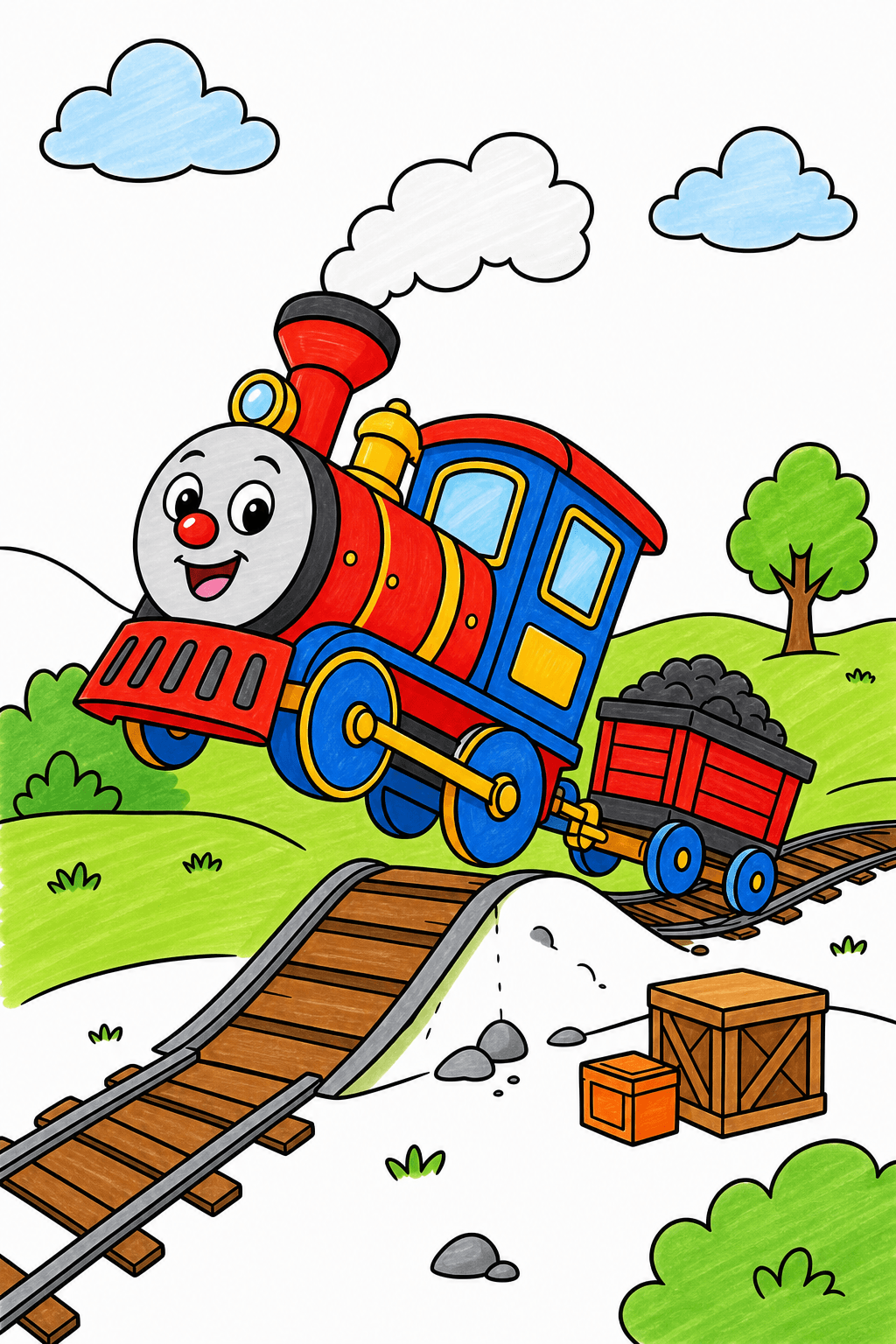 Smiling Train Crossing a Humped Track marker colorized preview