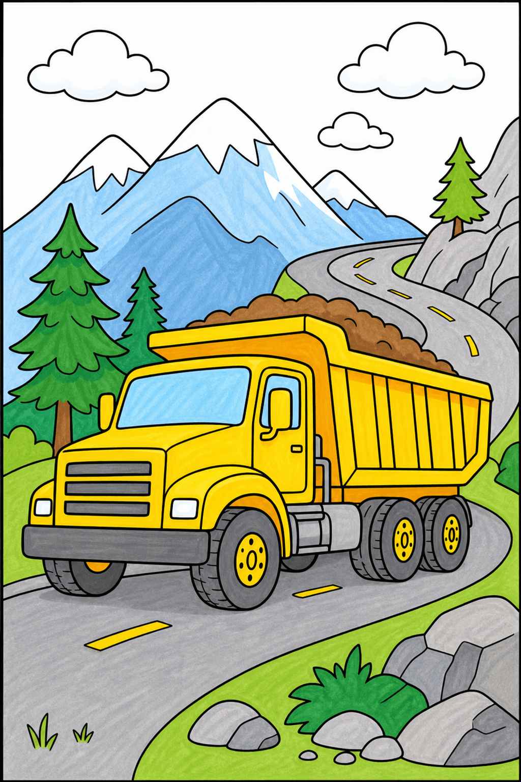 Dump Truck on a Mountain Road marker colorized preview