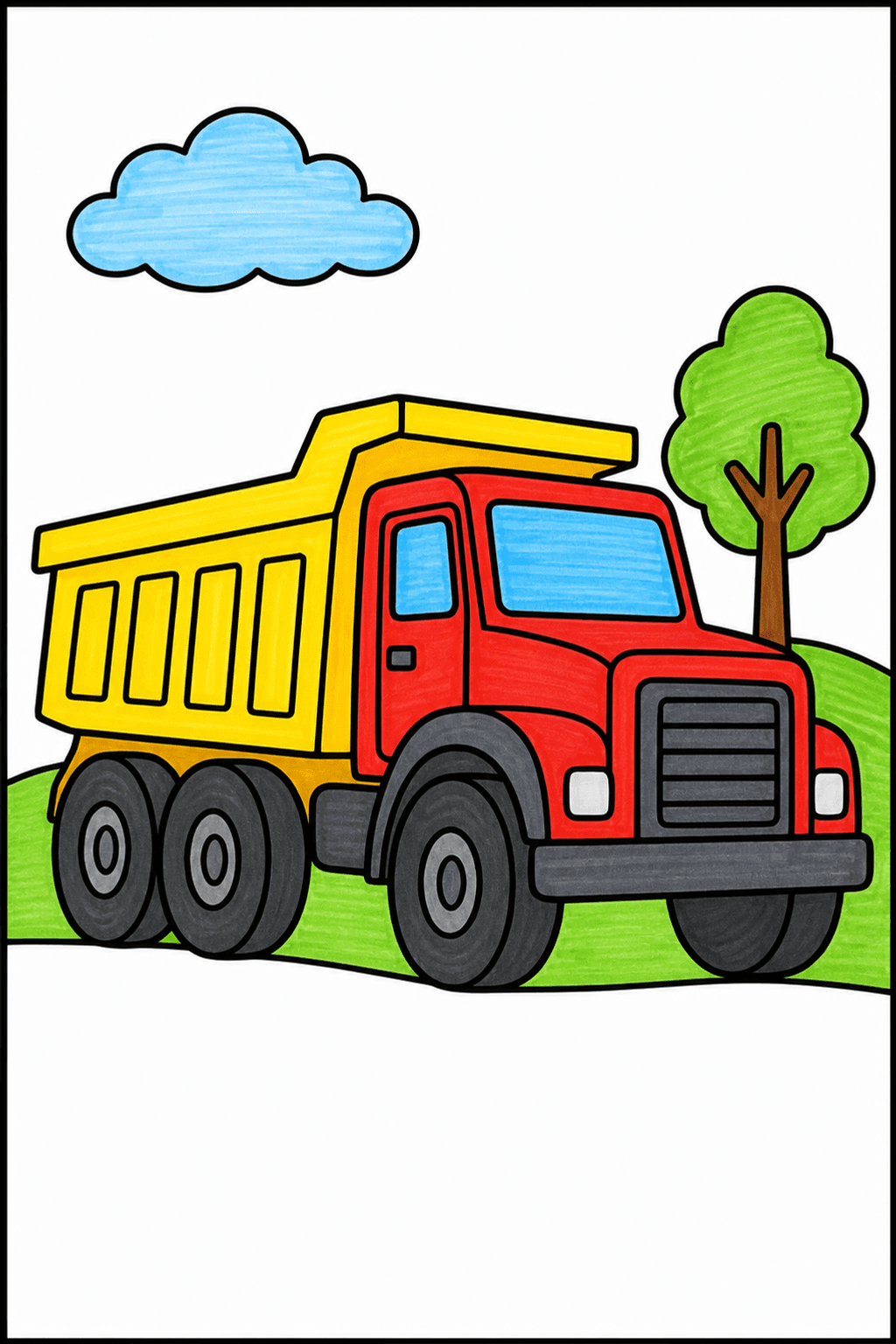 Dump Truck Parked by a Tree marker colorized preview