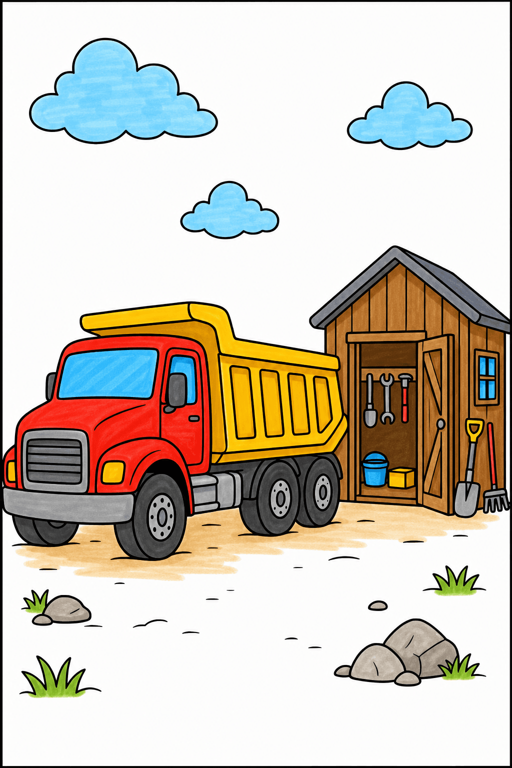 Dump Truck Parked Beside a Tool Shed marker colorized preview