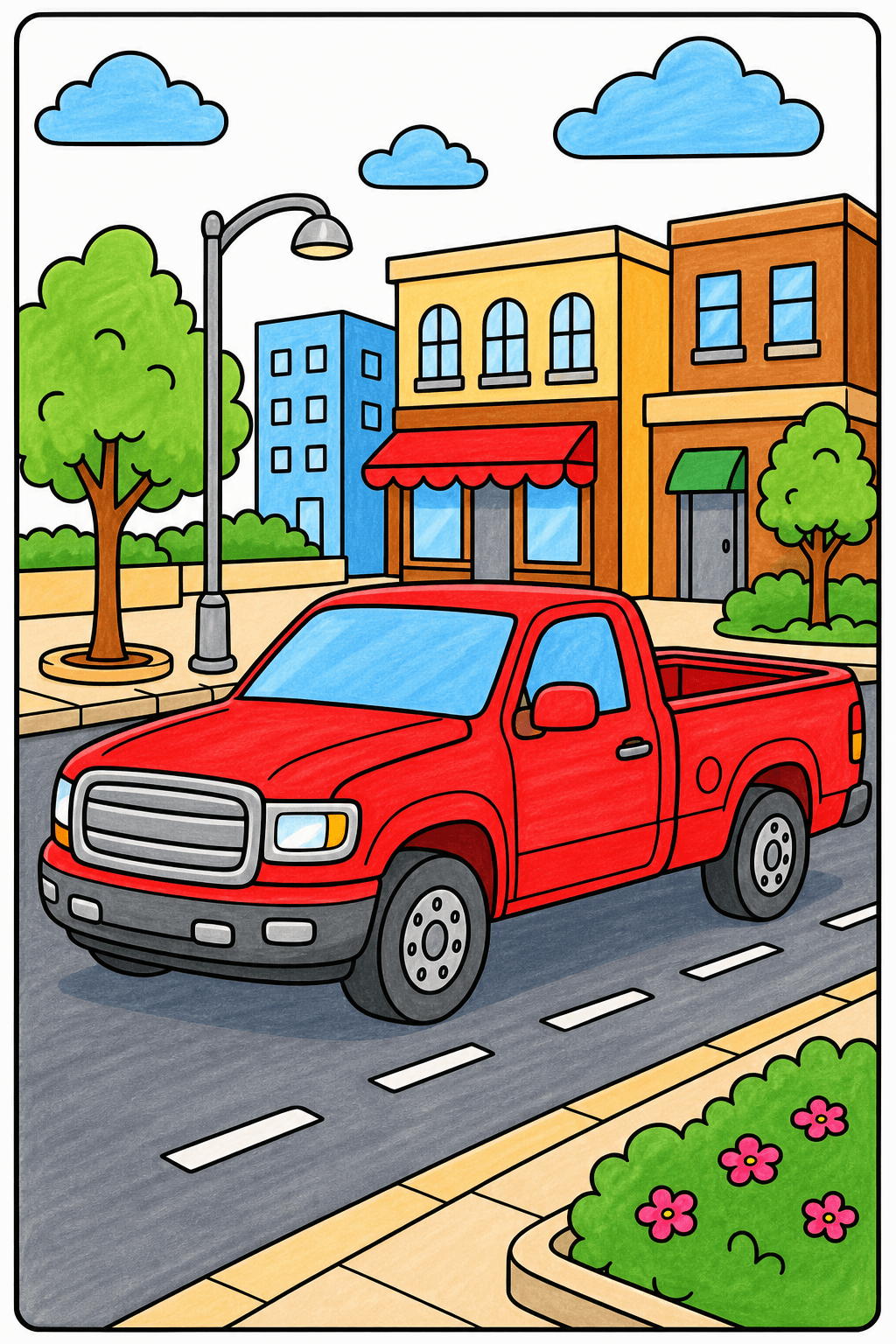Pickup Truck on a City Street marker colorized preview