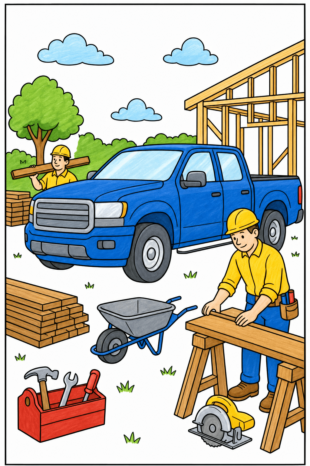 Pickup Truck at a Construction Site marker colorized preview