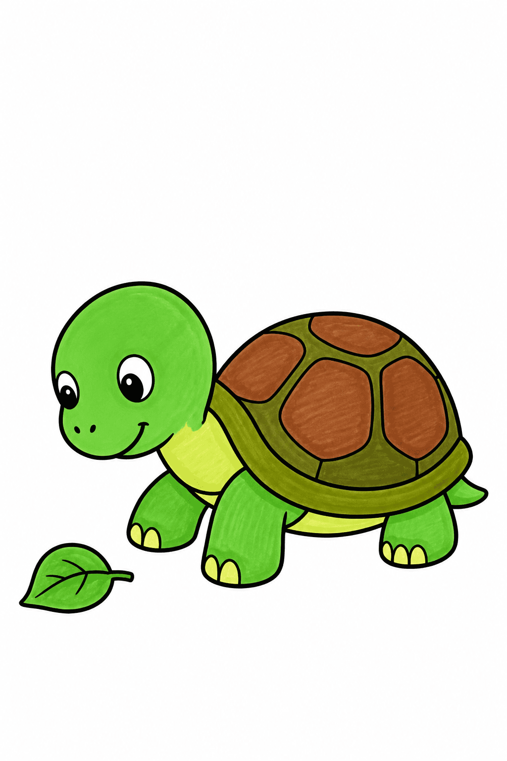 Side View Turtle with a Fallen Leaf marker colorized preview