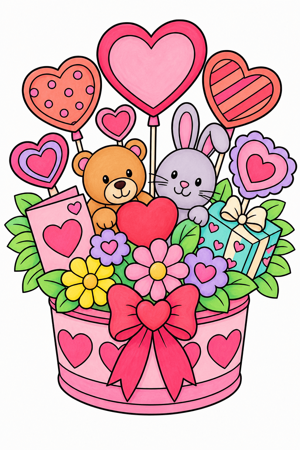 Valentine's Day Heart Bouquet Centerpiece marker colorized preview