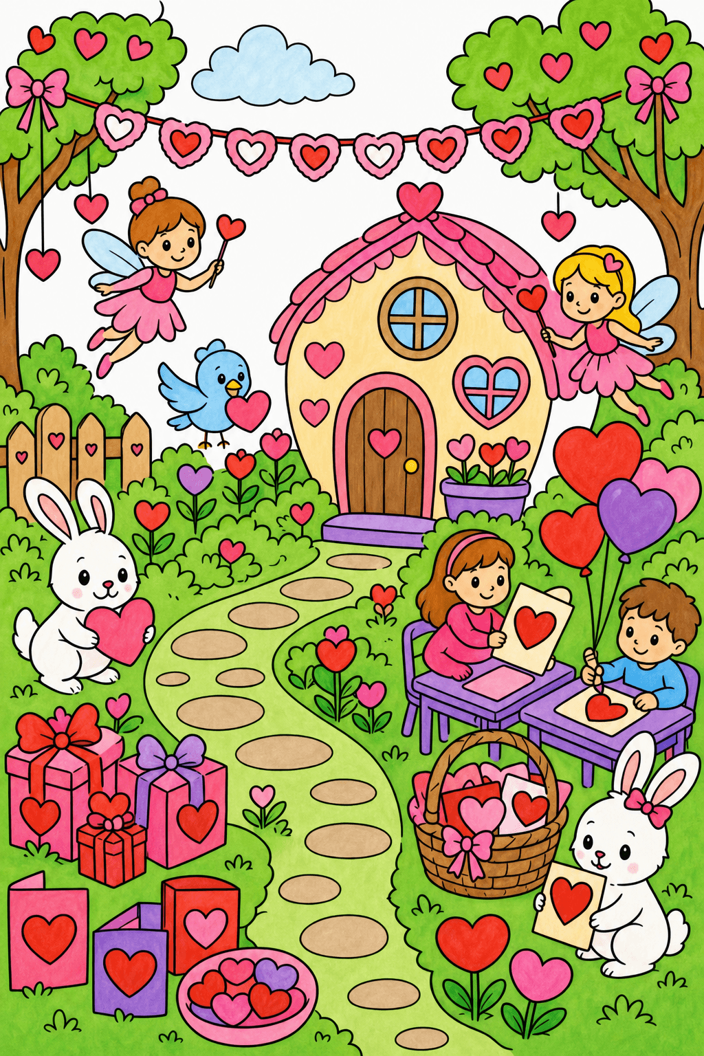 Valentine's Day Heart Fairy Garden marker colorized preview