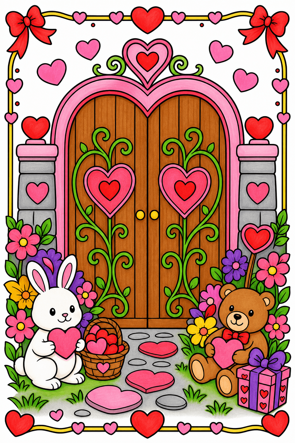 Valentine's Day Heart Garden Gate marker colorized preview