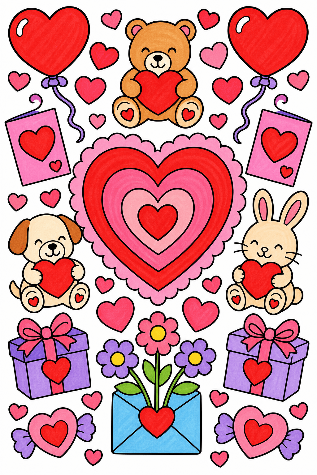 Valentine's Day Simple Heart Pattern Page marker colorized preview