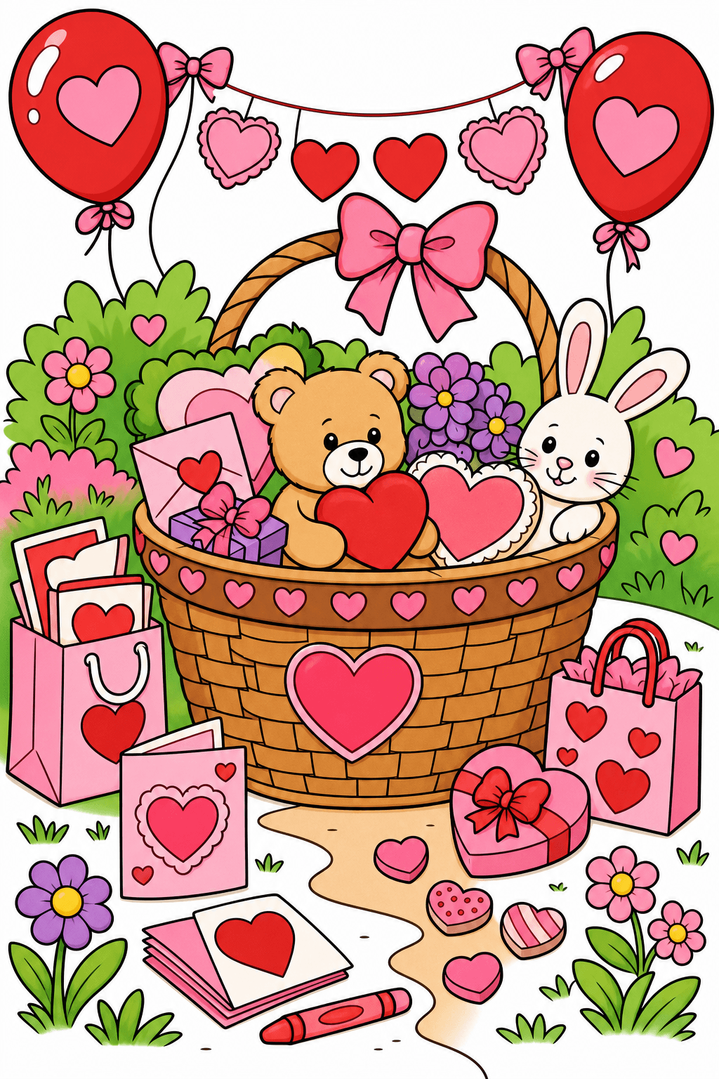 Valentine's Day Valentine Picnic Basket clean-digital colorized preview